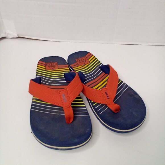 Reef Flip Flops Boys 3 Kids Rainbow Colorful Pre-Owned - Picture 2 of 12